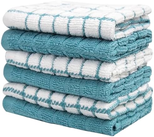 Bumble Dish Cloths (6-Pack), 100% Cotton Kitchen Towels, 12"x12" - Aqua - Image 5