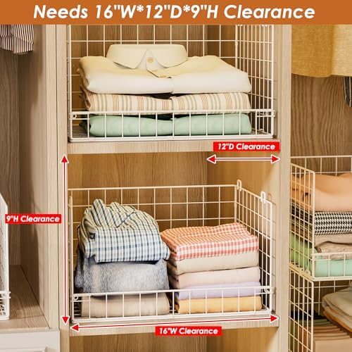 Yociyoga 4-Tier Stackable Closet Organizers and Storage Basket, Foldable Closet Shelf Organizer System, Space-Saving Clothes Storage Drawer Organizer for Wardrobe, White (Patent 30022416) - Image 4