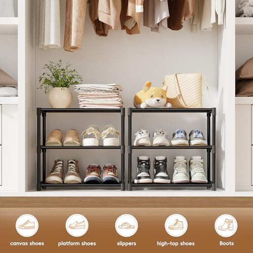 Standard Shoe Rack 3-Tier 17 Inches Wide, Free Standing Shoe Organizer Shelf Ideal for Home Entryway Closet & Garage Balcony | Black - Image 5