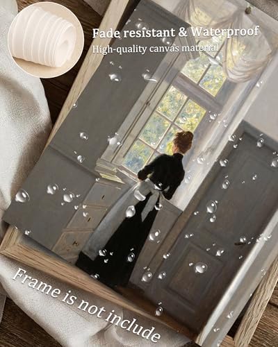 Vodefoad The Dream Window Wall Art Vintage Woman Portrait Painting Print Moody Art Print Decor Victorian Farmhouse Style Wall Decor for Gallery Nursery Bedroom Bathroom Office - 8x10Inch Unframe - Image 3