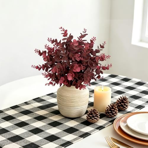 Artificial Eucalyptus Plant in Ceramic Vase, 13.8" Faux Potted Plant - Image 2