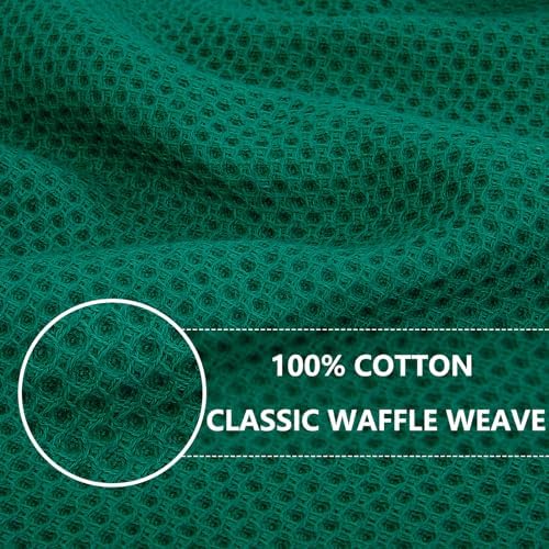 Homaxy 100% Cotton Waffle Weave Kitchen Dish Towels 6-Pack, Dark Green - Image 2