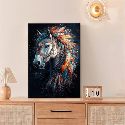 Horse Pictures Wall Art, Horse Animal Bathroom Wall Decor, Aesthetics Modern Framed Painting Elegant Canvas Artwork for Bathroom Bedroom Living Room Decorations 24" L x 16" W - Image 2