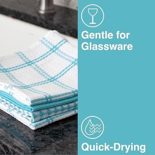 T-Fal Premium Waffle Dish Cloths: Highly Absorbent, Super Soft Long Lasting - 100% Cotton, 12"x13" Towel for Cleaning & Drying, (8-Pack), Breeze - Image 4