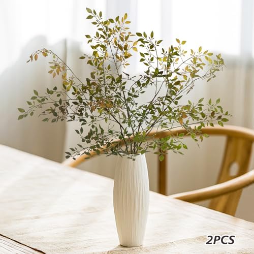 Artificial Greenery Branches Fake Plants Eucalyptus Stems,Plastics Ficus Stems for Vase, Faux Plants Indoor,43.3" Faux Greenery Indoor Vase Fillers for Home Decoration(3Pcs Orange) - Image 3