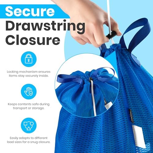 Handy Laundry Mesh XL Laundry Bag 24"x36" with Shoulder Strap, Blue - Image 3