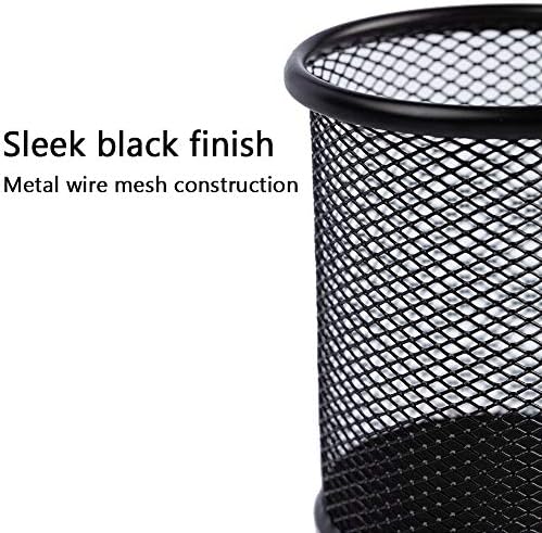 Ameceres 4 Packs Metal Pencil Cup Wire Mesh Pen Holder for Desk (Silver) - Image 2