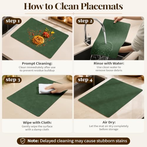 Homaxy Vinyl Heat Resistant Placemats Set of 8, Forest Green - Image 6