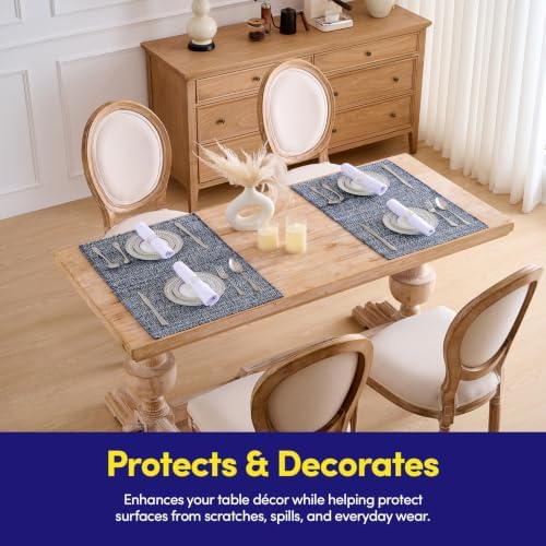 Sweet Home Collection 100% Cotton Placemats for Dining Room Rectangle Two Tone Woven Fabric 13" x 19" Soft Durable Table Mat Set, Set of 4, Navy - Image 6