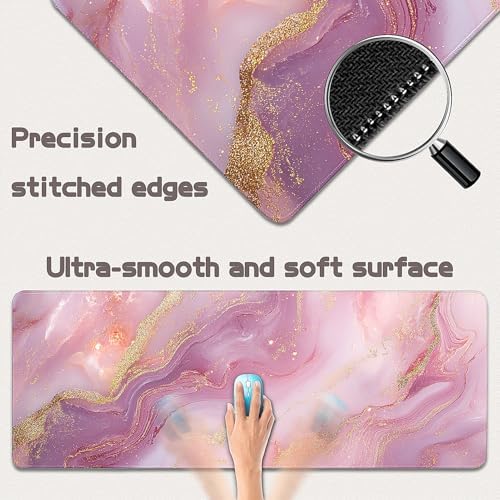 Gaming Mouse Pad - (31.5"×11.8") Marble Large Mouse Pads for Desk - Desk Mat for Keyboard and Mouse with Non-Slip Base, Desks Pad Matfor Game/Office & Home - Image 3