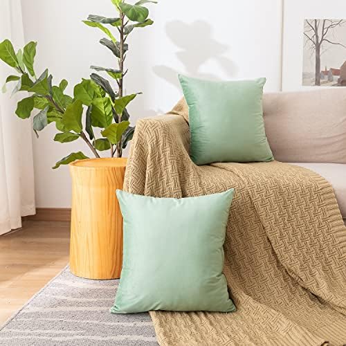 NiNi ALL SageGreen Velvet Throw Pillow Covers 28x28 Pack of 2 Decorative - Image 2
