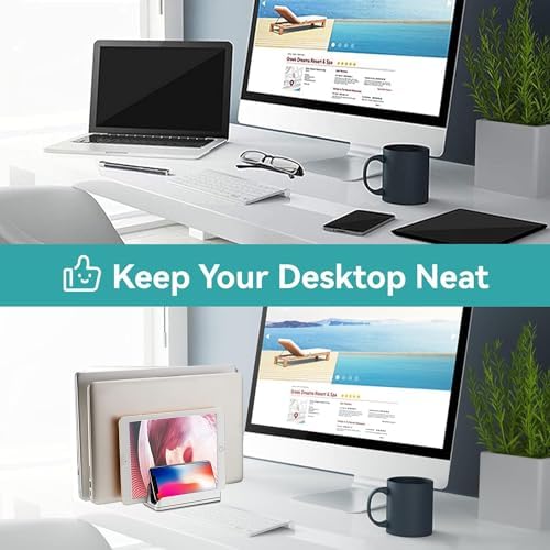 Vertical Laptop Stand, 3-Slot Vertical Laptop Stand Holder,Adjustable Dock Size,3 in 1 Design Space-Saving Laptop Holder Desktop,for Desk MacBook/Surface/Samsung/HP/Dell/Chrome Book - Image 5