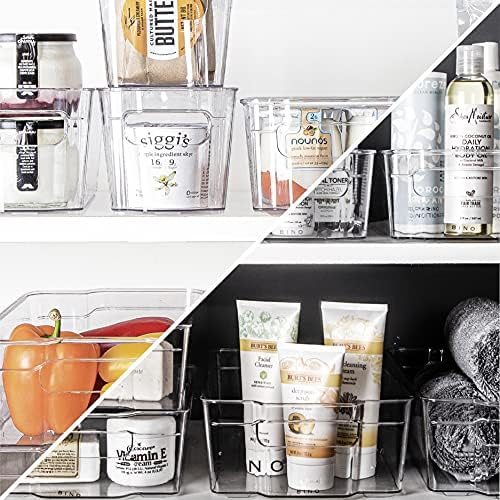BINO | Stackable Storage Bins, Medium - 2 Pack THE STACKER COLLECTION Clear Plastic Built-In Handles BPA-Free Containers for Organizing Kitchen Pantry Multi-Use Organizer Bins - Image 5