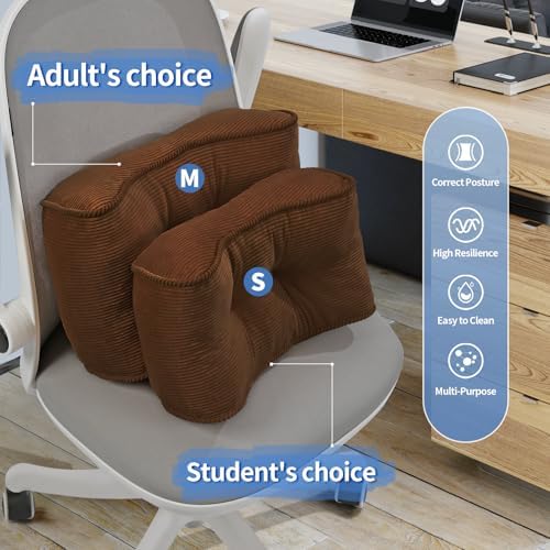 Lumbar Support Pillow for Study Desk Chair, Bite-Size Natural Latex Foam Back Support Pillow for Lower Back Pain Relief, Soft & Support Corduroy Office Chair Cushion, S, Brown - Image 5