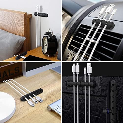 SOULWIT 3 Pcs Silicone USB Cable Holder Clips, Self Adhesive - Black - Image 6