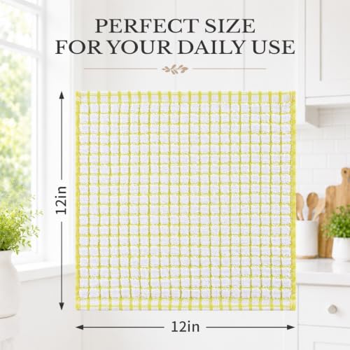 Homaxy 8 Pack Terry Kitchen Dish Cloths, 12"x12", Yellow - Image 3