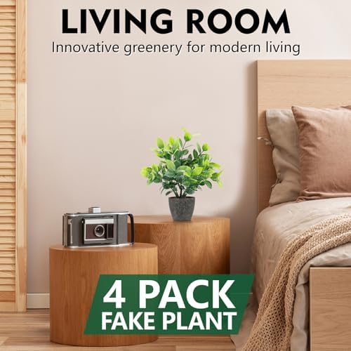4 Pack Fake Plants Mini Artificial Greenery Potted Plants Bathroom Decor - Image 5