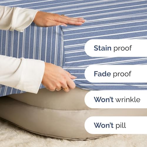 CGK Extra Deep Split King Single Fitted Sheet Only - Blue Stripes - Image 4