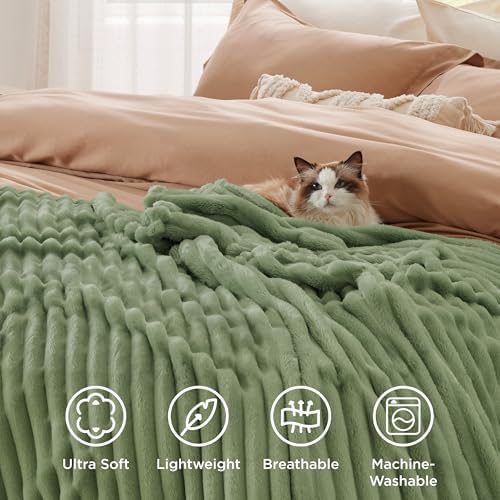 Bedsure Soft Twin Blanket for Bed Decor Gifts Reseda Green 60"x80" - Image 5
