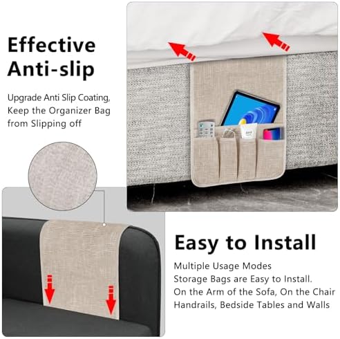 Remote Control Holder Couch Caddy, Armchair Caddy for Recliner 5 Pockets - Image 5