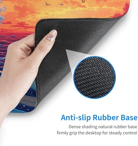 Gaming Mouse Pad Desk Pad,Extended Big Mouse Pad,31.5x11.8 Inch Long Computer Keyboard Mouse Mat Mousepad with 3mm Non-Slip Base and Stitched Edge for Gaming and Office… (Sunset Wave) - Image 5