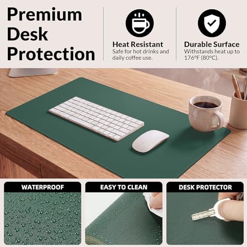 AFIING Cork Desk Mat, Dark Green, 23.6" x 13.7", Desk Pad Protector - Image 4