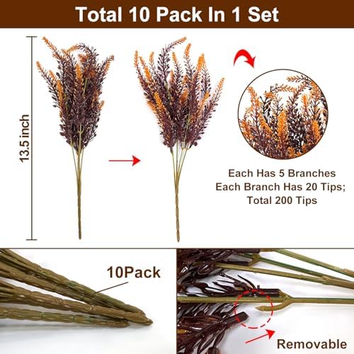 TURNMEON 10 Bundles Artificial Fall Flowers for Outdoors Fall Decorations - Image 2