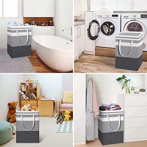 HomeHacks 2 Pack Laundry Baskets, Laundry Hampers Bags (Grey+Blue 75L) - Image 6