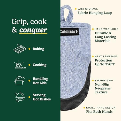 Cuisinart Mini Oven Mitts, 2-Pack, Neoprene Grip, Heat Resistant 350F - Image 6