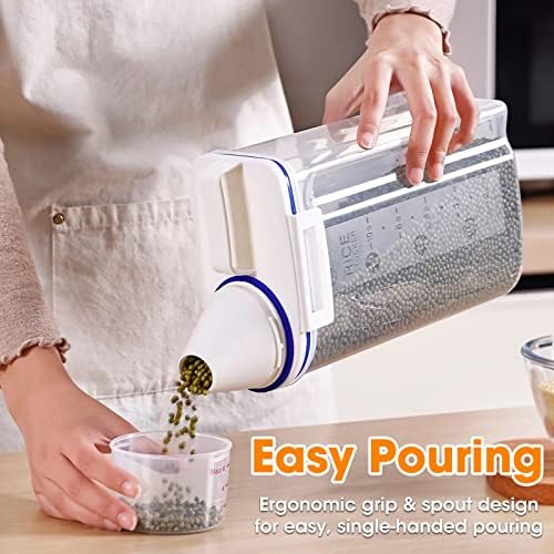 TBMax Rice Cereal Container Oatmeal Dispenser - 2 Pack Rice Storage Container with Measuring Cup + Easy Pouring Spout, Perfect for Flour Sugar Grain Nuts Kitchen Pantry Storage Organization - Image 2