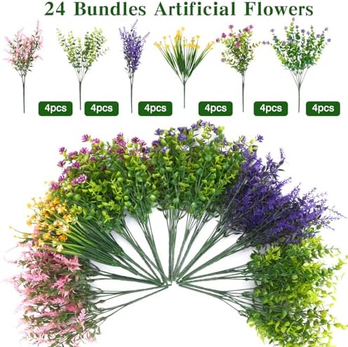 CEWOR Mixed Artificial Flowers for Outdoors UV Resistant Faux Flowers - Image 3