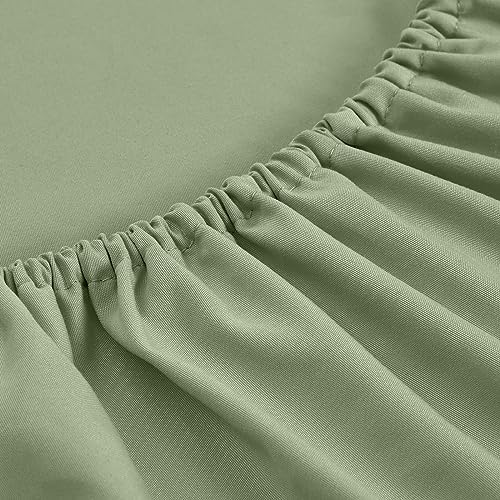 FreshCulture Twin Fitted Sheets, Bulk Pack of 6, Deep Pocket, Soft Microfiber Bottom Sheets for Home, Salons, Hotels, Twin Size Fitted Sheets Only (Sage Green) - Image 2