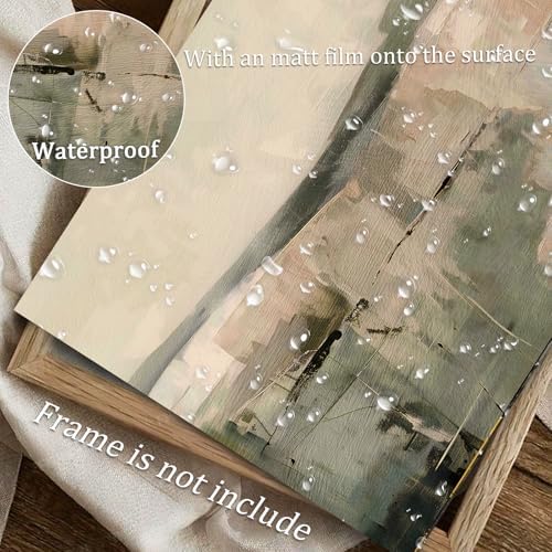 uniro Checkered Abstract Landscape Painting, Neutral Minimalist Print, Earthy Green Midcentury Modern Decor, Rustic Printable Wall Art, Moody Muted Scenery Decor, Soft Earthy Country Wall Art - 8x10 Unframed - Image 4