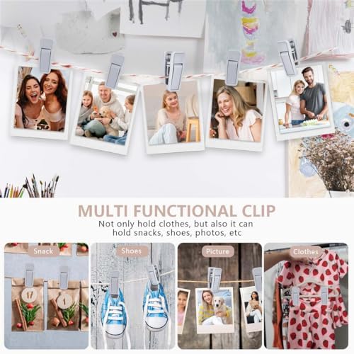 KISEER 40 Pcs Slim-line Plastic Finger Clips Set for Clothes Hanger (Grey) - Image 7