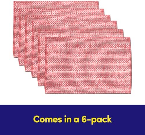 Sweet Home Collection 100% Cotton Placemats for Dining Room Rectangle Two Tone Woven Fabric 13" x 19" Soft Durable Table Mat Set, Set of 6, Pink - Image 4
