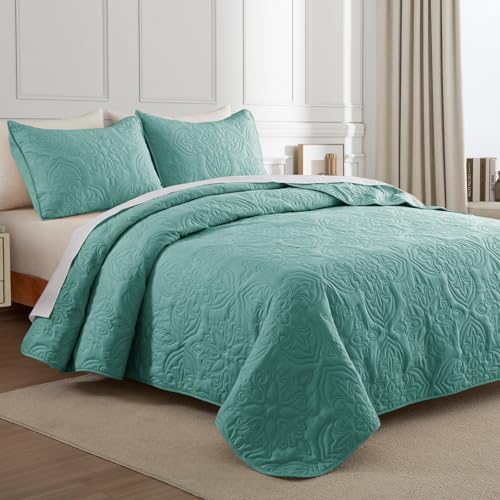 Whale Flotilla King Quilt Bedding Set Vintage Damask Reversible Bedspread - Image 2
