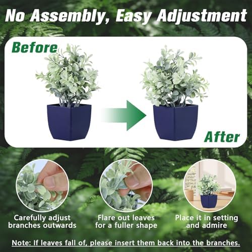 4pcs Fake Small Plants, Artificial Greenery Potted Plant for Home Office Decor, Small Faux Gray Grass Eucalyptus for Bathroom Plants Decoration, Mini Blue Plant Potted Table Shelf Decoration - Image 3