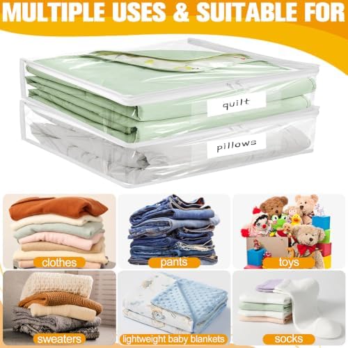 Plastic Storage Bags with Easy-Glide Zipper, Pack of 8, Durable Clear Vinyl Zippered Storage Bags for Clothes Sweaters Comforters Blankets Sheets Bedding (15 x 12 x 5 Inch, Transparent White) - Image 6
