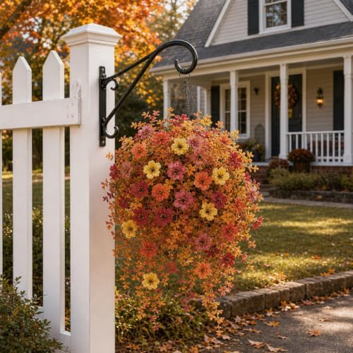 2Pcs Artificial Fall Flowers Realistic Plants for Hanging Outdoor Decor - Image 3