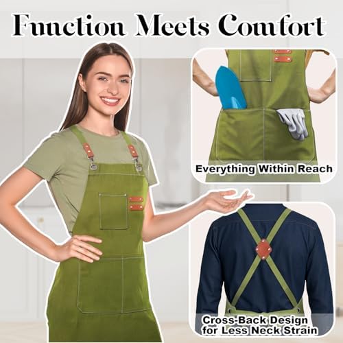 Chef Cotton Canvas Apron for Men Women with Pockets - Image 3
