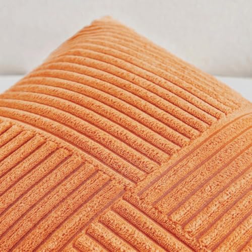 Fancy Homi 2 Packs Burnt Orange Big Decorative Throw Pillow Covers 24x24 Inch for Living Room Couch Bed, Farmhouse Boho Home Decor, Soft Corss Corduroy Patchwork Accent Square Cushion Case 60x60 cm - Image 4