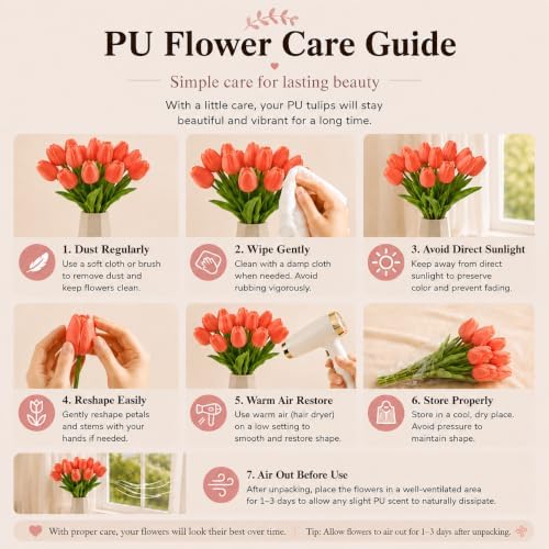 Mandy's 20pcs Artificial Dark Orange Tulips - Image 6