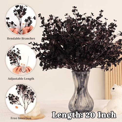 10 Pcs Fall Flowers, Real Touch Babys Breath Artificial Flowers, Black - Image 2