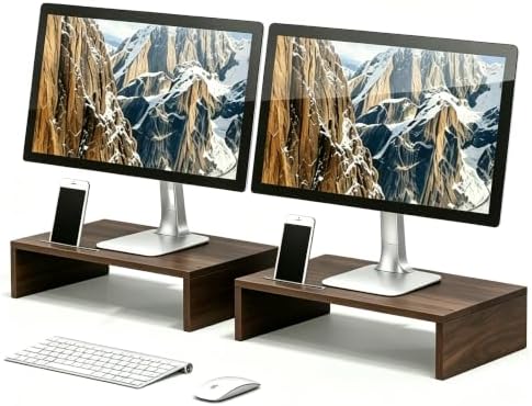 Computer Monitor Stand Riser 16 inch Desktop Stand, Speaker TV Laptop Printer Stand Workspace Organizer (Cherry-2pack) by Unknown