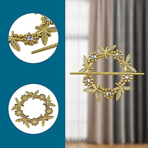 2 Pack Gold Dragonfly Curtain Tiebacks Round Gold Drapery Holdbacks - Image 3