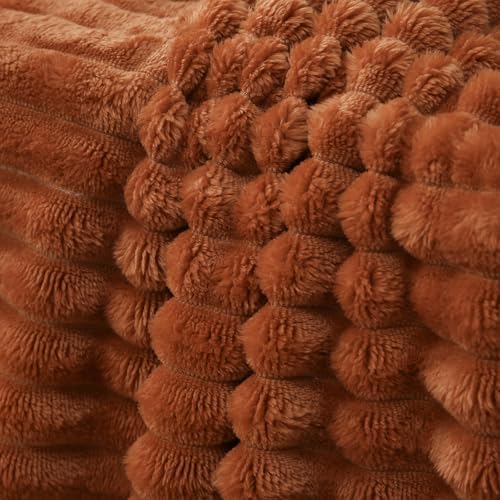 Burnt Orange Fleece Throw Blanket 60”×80” for Couch Sofa Livingroom - Image 6