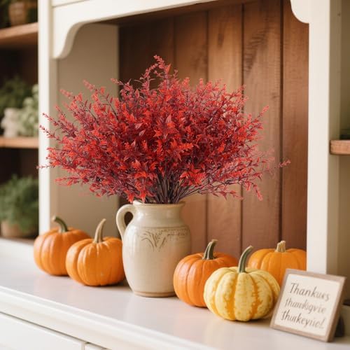 RECUTMS Fake Fall Plastic Flowers Artificial Plants UV Resistant Flowers - Image 3