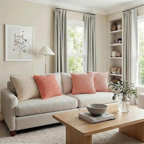 Fancy Homi 4 Packs Decorative Throw Pillow Covers for Living Room Couch Bed, Modern Farmhouse Boho Home Décor Accent Cushion Case, 20" x 20", Pink Series - Image 6