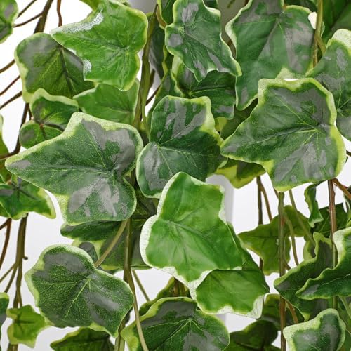 Hollyone Artificial Hanging Plants Potted 31.4" Fake Ivy Vine Faux Ivy Leaves Hanging Greenery Plant in Black Pot for Home Indoor Wall House Room Patio Shelf Office Decor - Image 3