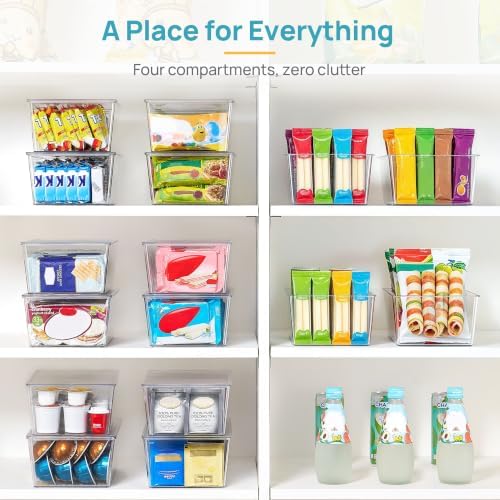 Vtopmart 4 Pack Pantry Organizer Bins with Lids, Removable Dividers - Image 5